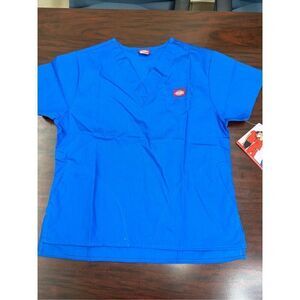 NWT Dickies Mini V-Neck Scrub Top In Royal Blue Size X-Small